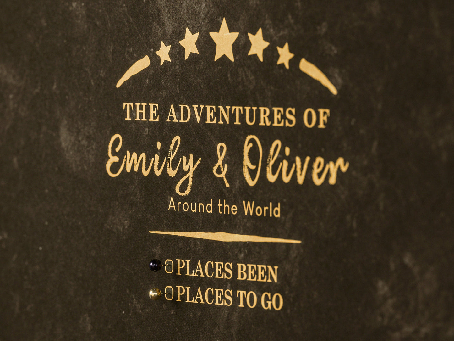 Personalisierte Karte von Europa auf Leinwand mit Stecknadeln - Golden Travels